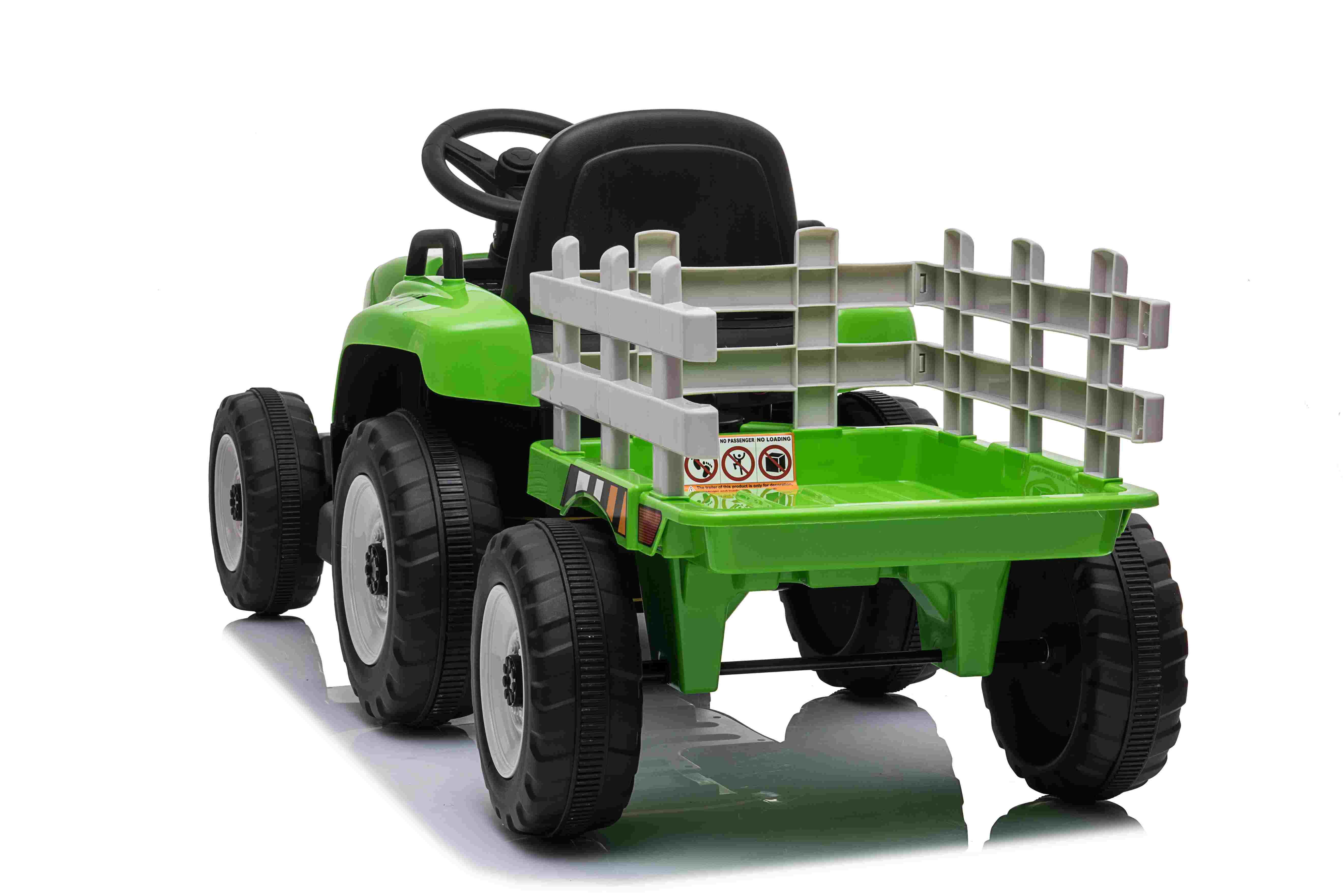Tractor groen + trailer, leder look stoel,  12V7ah , BlueTooth, 2.4ghz  (XMX-611gr)