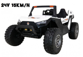 24V Beach buggy  Wit, High speed 15km/h, 2 zitter, 12V, 2.4ghz, softstart, 4x4, eva, leder (SX1929wt)