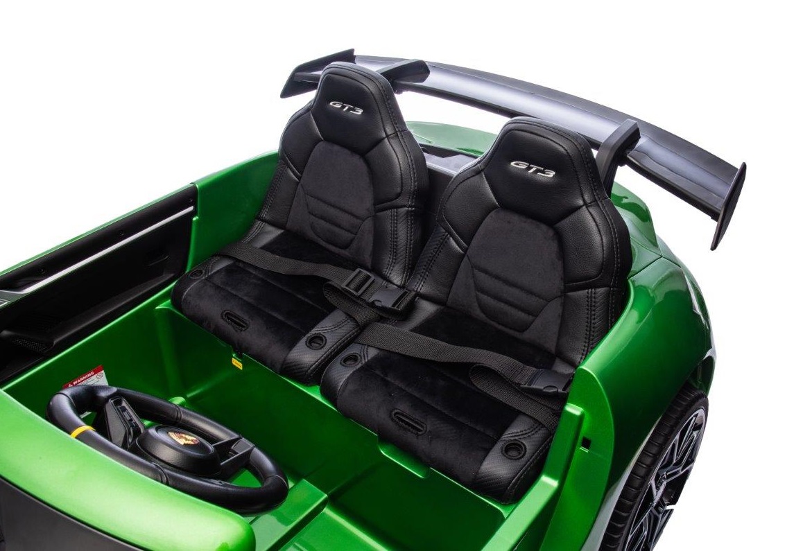 24V Porsche 911///GT3 , grote 2-zitter, Groen paint, Touchscreen Mp4 tv, 4WD, leder, eva (P911gr)