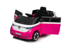 Volkswagen ID Buzzz, Roze, 12V7ah, RC, leder, rubberbanden. (HL718pk)