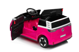 Volkswagen ID Buzzz, Roze, 12V7ah, RC, leder, rubberbanden. (HL718pk)
