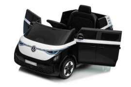 Volkswagen ID Buzzz, zwart, 12V7ah, RC, leder, rubberbanden. (HL718zw)