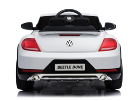 VW Dune Beetle wit, 12V , eva, leder, FM radio, Blue thooth, 2.4ghz afstandsbediening ( S303wt)