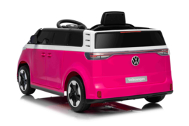 Volkswagen ID Buzzz, Roze, 12V7ah, RC, leder, rubberbanden. (HL718pk)