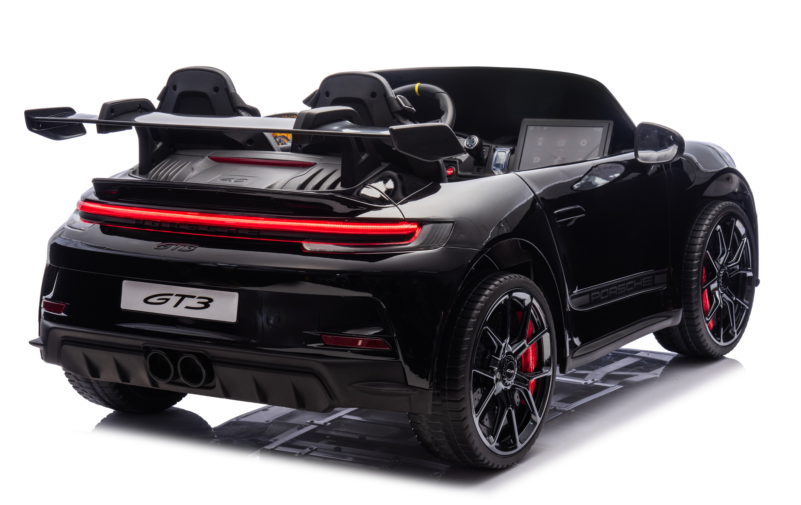 24V Porsche 911///GT3 , grote 2-zitter, zwart paint, Touchscreen Mp4 tv, 4WD, leder, eva (P911zw)