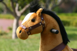 Kids-Horse "Benjamin"  bruin witte bles en hoef, voor kids van 3-6 jaar.  (TB-2007S)