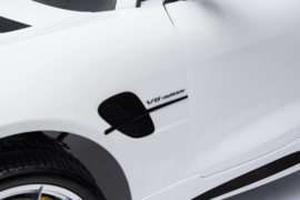 Mercedes GTR AMG wit,  volledige 2-zitter, leder, FM, eva, 12V, softstart 2.4ghz RC (HL-289wt)