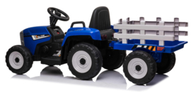 Tractor blauw + trailer, leder look stoel,  12V7ah , BlueTooth, 2.4ghz  (XMX-611)