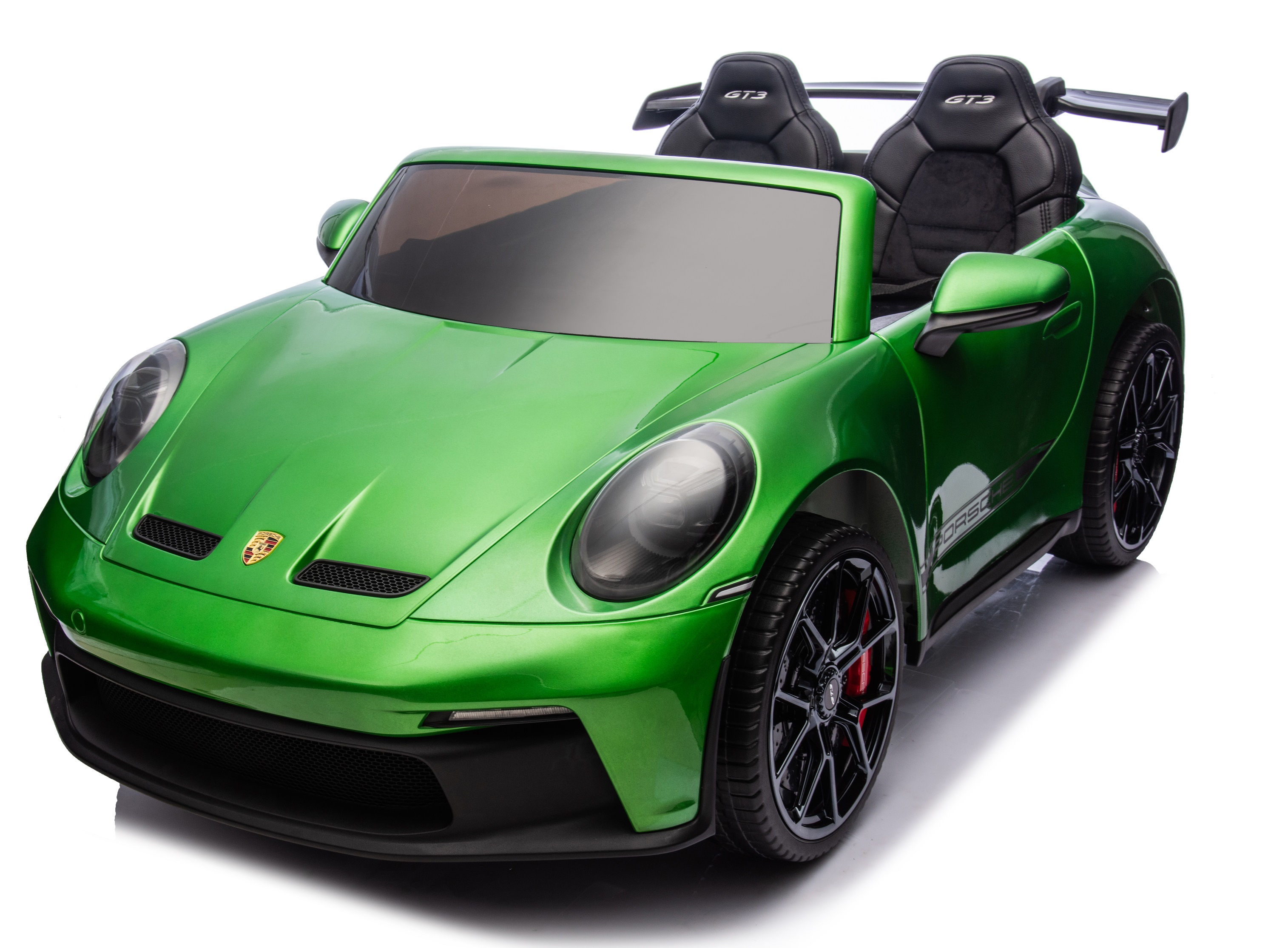 24V Porsche 911///GT3 , grote 2-zitter, Groen paint, Touchscreen Mp4 tv, 4WD, leder, eva (P911gr)
