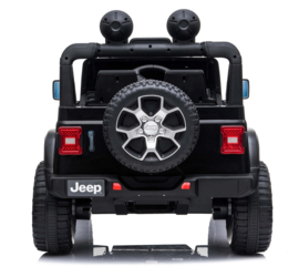 JEEP Wrangler Rubicon, zwart, MP4 scherm,FM, BT, 12V, leder, 2.4ghz softstart RC (JWR555zw)