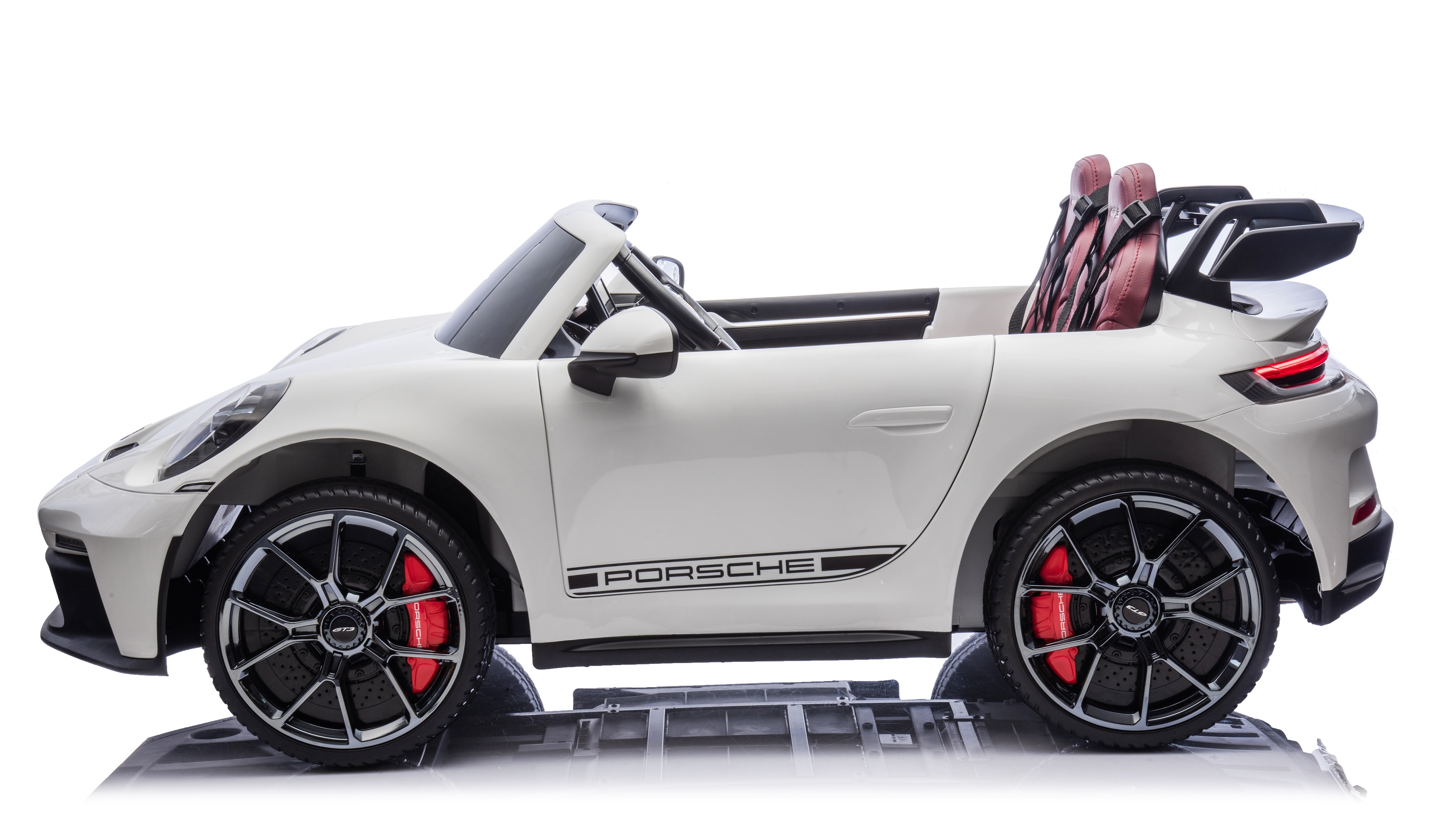 24V Porsche 911///GT3 , grote 2-zitter, wit , Touchscreen Mp4 tv, 4WD, leder, eva (P911wt)
