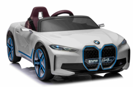 BMW i4  Performance, Wit, 12V, dubb motoren, eva, leder, 2.4ghz RC (JE1009wt)