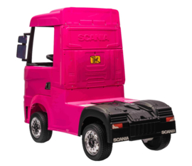 Scania 500R series truck roze, EVA, Multimedia, 4WD, FM radio, 2x12V7ah accu, leder, RC, BT (HL698pk)
