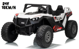 24V Beach buggy  Wit, High speed 15km/h, 2 zitter, 2.4ghz, softstart, 4x4, eva, leder (SX2928wt)