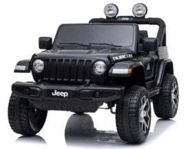 JEEP Wrangler Rubicon, zwart, MP4 scherm,FM, BT, 12V, leder, 2.4ghz softstart RC (JWR555zw)