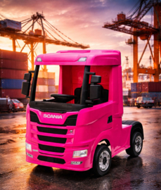 Scania 500R series truck roze, EVA, Multimedia, 4WD, FM radio, 2x12V7ah accu, leder, RC, BT (HL698pk)