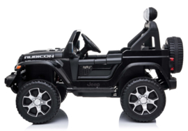 JEEP Wrangler Rubicon, zwart, MP4 scherm,FM, BT, 12V, leder, 2.4ghz softstart RC (JWR555zw)