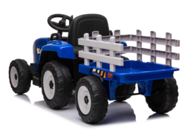 Tractor blauw + trailer, leder look stoel,  12V7ah , BlueTooth, 2.4ghz  (XMX-611)