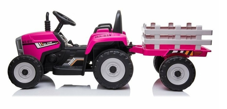 Tractor roze + trailer, leder look stoel,  12V7ah , BlueTooth, 2.4ghz  (XMX-611pk)