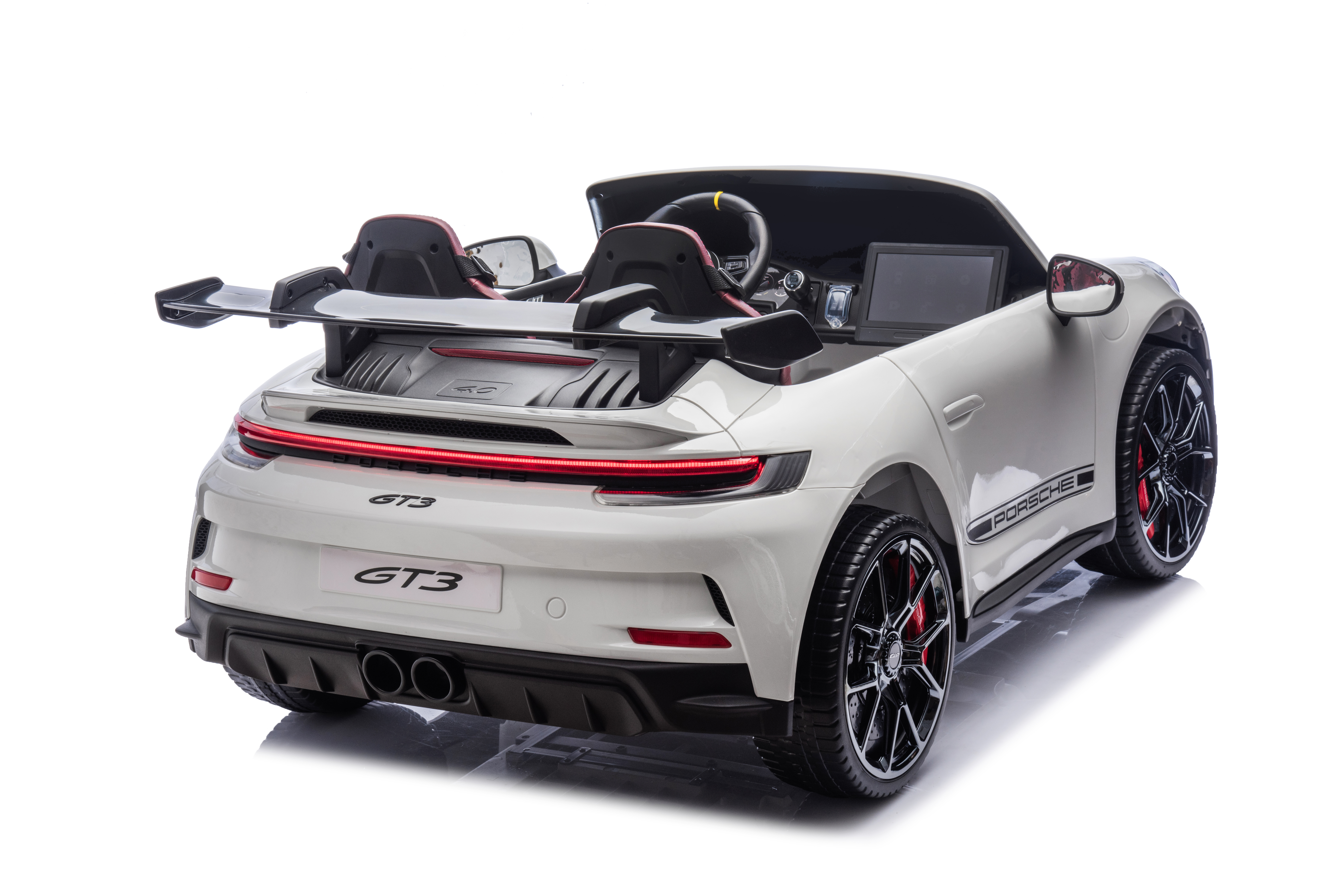 24V Porsche 911///GT3 , grote 2-zitter, wit , Touchscreen Mp4 tv, 4WD, leder, eva (P911wt)