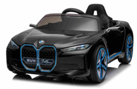 BMW i4  metallic zwart, 12V, dubb motoren, eva, leder, 2.4ghz RC (JE1009zw)