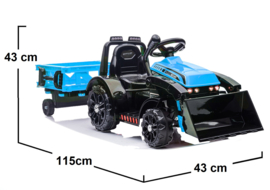 Tractor blauw 6V + trailer, softstart afstandsbediening, 2.4ghz (ZP1001C)