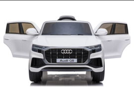 Audi Q8 Quattro S-line 12V, wit, leder, 2.4ghz RC, EVA (JJ2066wt)