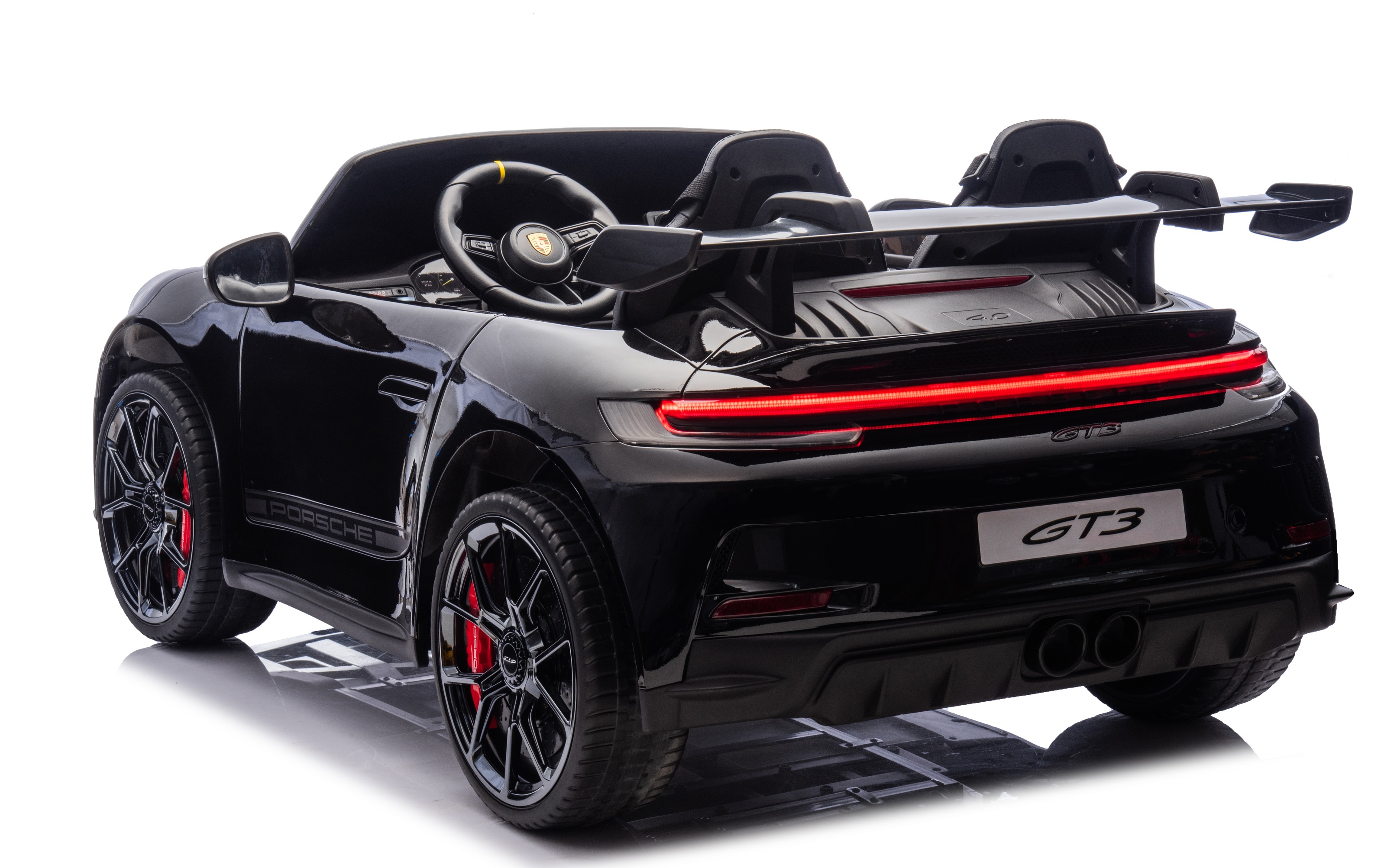 24V Porsche 911///GT3 , grote 2-zitter, zwart paint, Touchscreen Mp4 tv, 4WD, leder, eva (P911zw)