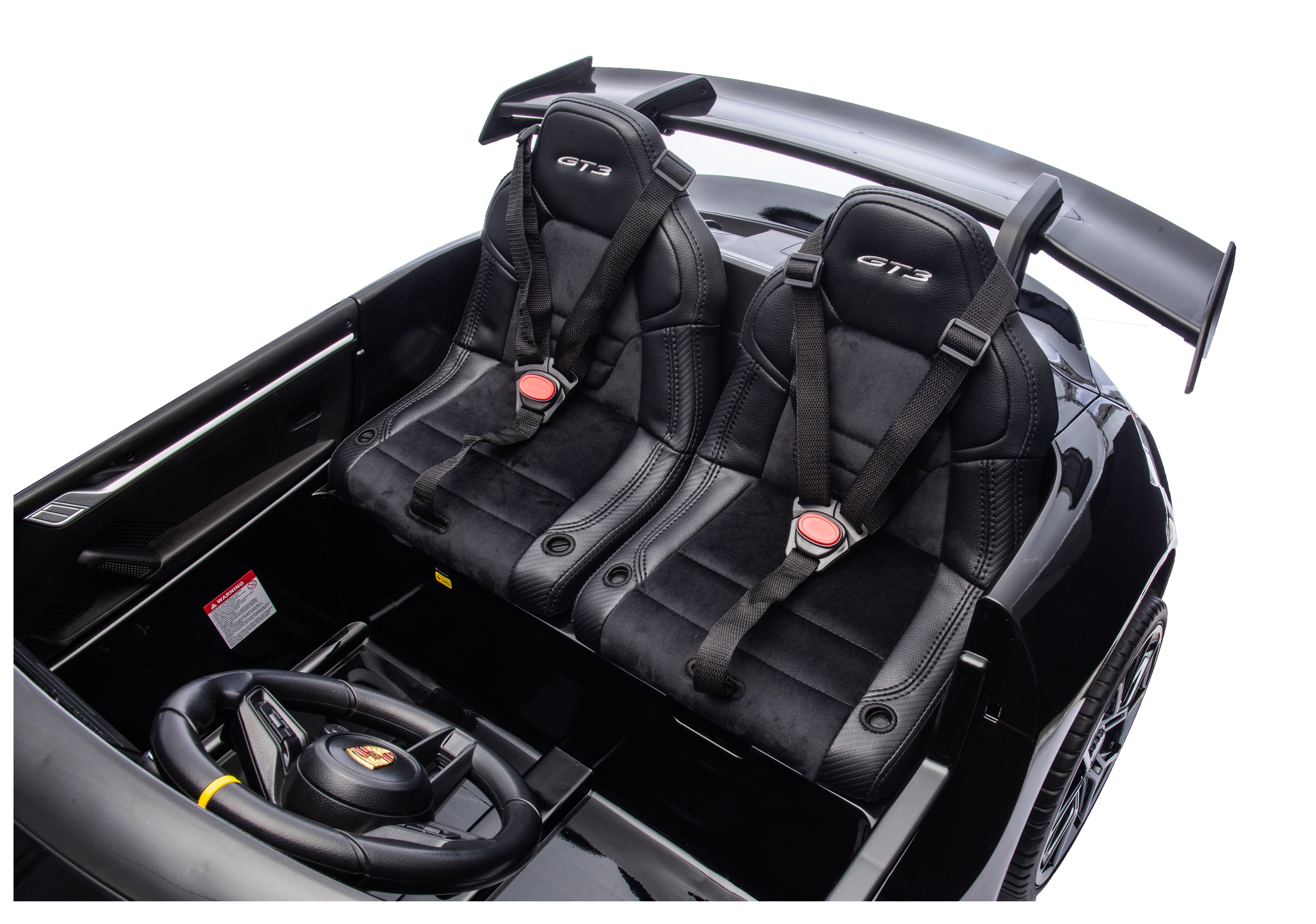 24V Porsche 911///GT3 , grote 2-zitter, zwart paint, Touchscreen Mp4 tv, 4WD, leder, eva (P911zw)