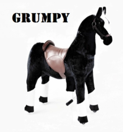 Kids-Horse "Grumpy"  zwart met witte bles en witte hoef, voor kids van 3-6 jaar.  (TB-2003S)