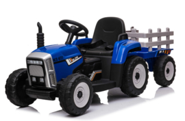 Tractor blauw + trailer, leder look stoel,  12V7ah , BlueTooth, 2.4ghz  (XMX611))