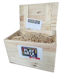 PlayBrix 1000st los gestort in zware kwaliteit houten kist