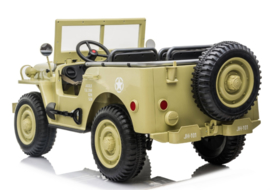24V Jeep Desert Fox, Willy's jeep, 4wd, eva, leder, BlueTooth, 2.4ghz softstart, 3 zitplaatsen. (JH-101D/24V)