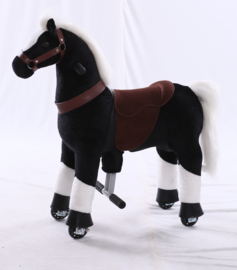 Kids-Horse "Grumpy"  zwart met witte bles en witte hoef, voor kids van 3-6 jaar.  (TB-2003S)