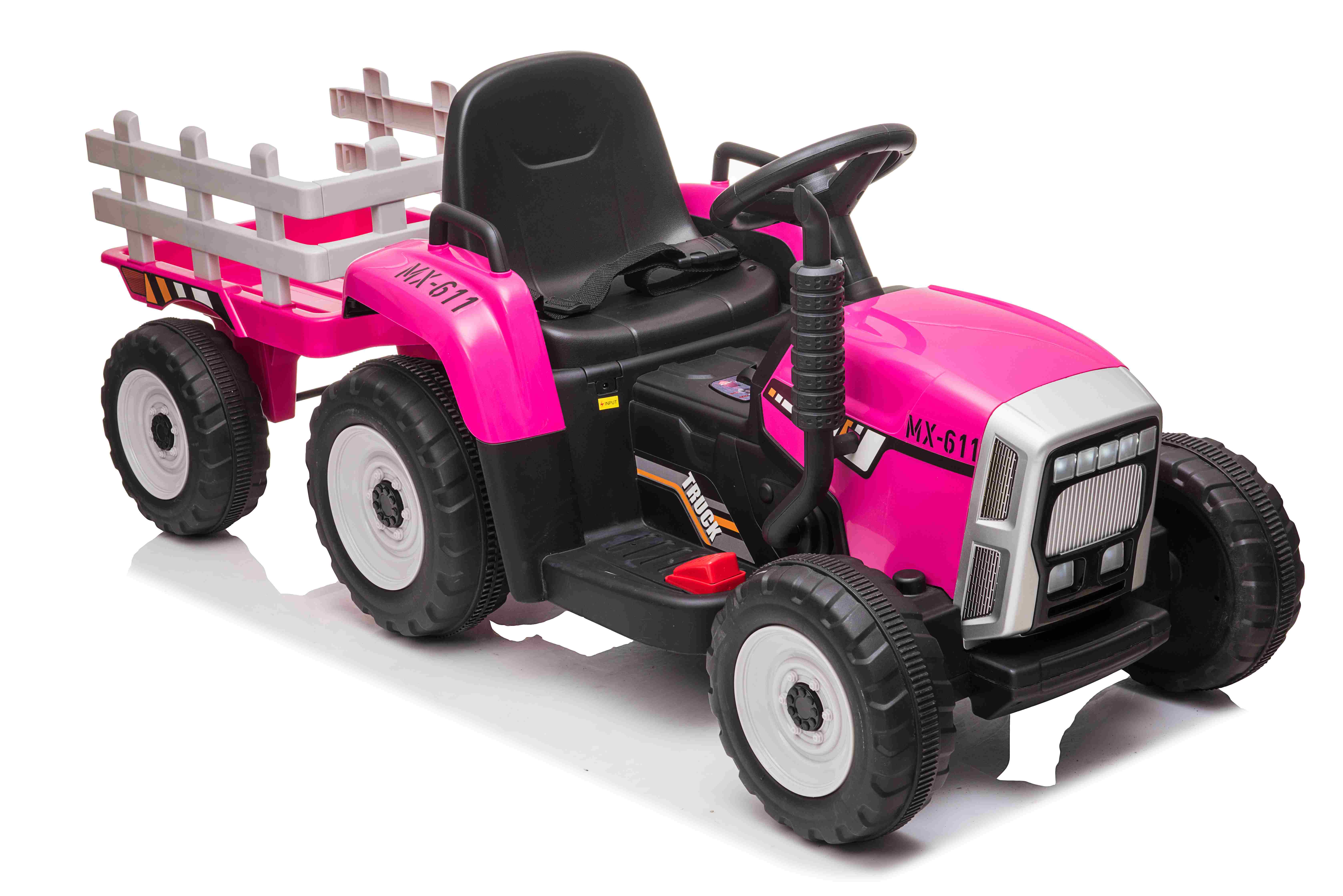 Tractor roze + trailer, leder look stoel,  12V7ah , BlueTooth, 2.4ghz  (XMX-611pk)