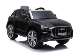 Audi Q8 Quattro S-line 12V, metallic zwart, leder, 2.4ghz RC, EVA (JJ2066zw)