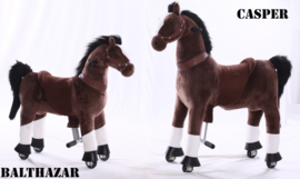 Kids-Horse "Balthazar"  bruin witte bles en hoef, voor kids van 3-6 jaar.  (TB-2009S)