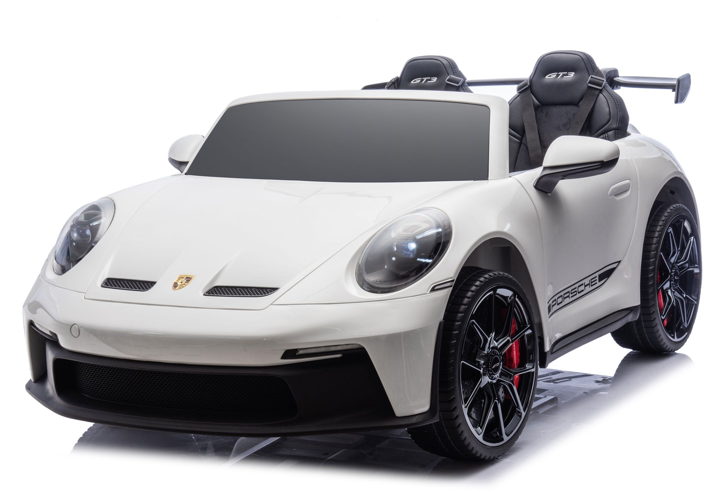 24V Porsche 911///GT3 , grote 2-zitter, wit , Touchscreen Mp4 tv, 4WD, leder, eva (P911wt)