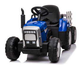 Tractor blauw + trailer, leder look stoel,  12V7ah , BlueTooth, 2.4ghz  (XMX611))