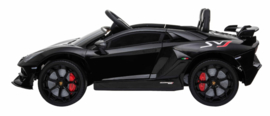 Lamborghini Aventador SVJ, 12V,  zwart metallic ,2.4ghz, FM, lambo  deuren, lederen stoel (HL-328zw)