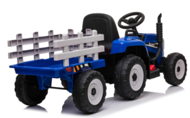 Tractor blauw + trailer, leder look stoel,  12V7ah , BlueTooth, 2.4ghz  (XMX611))