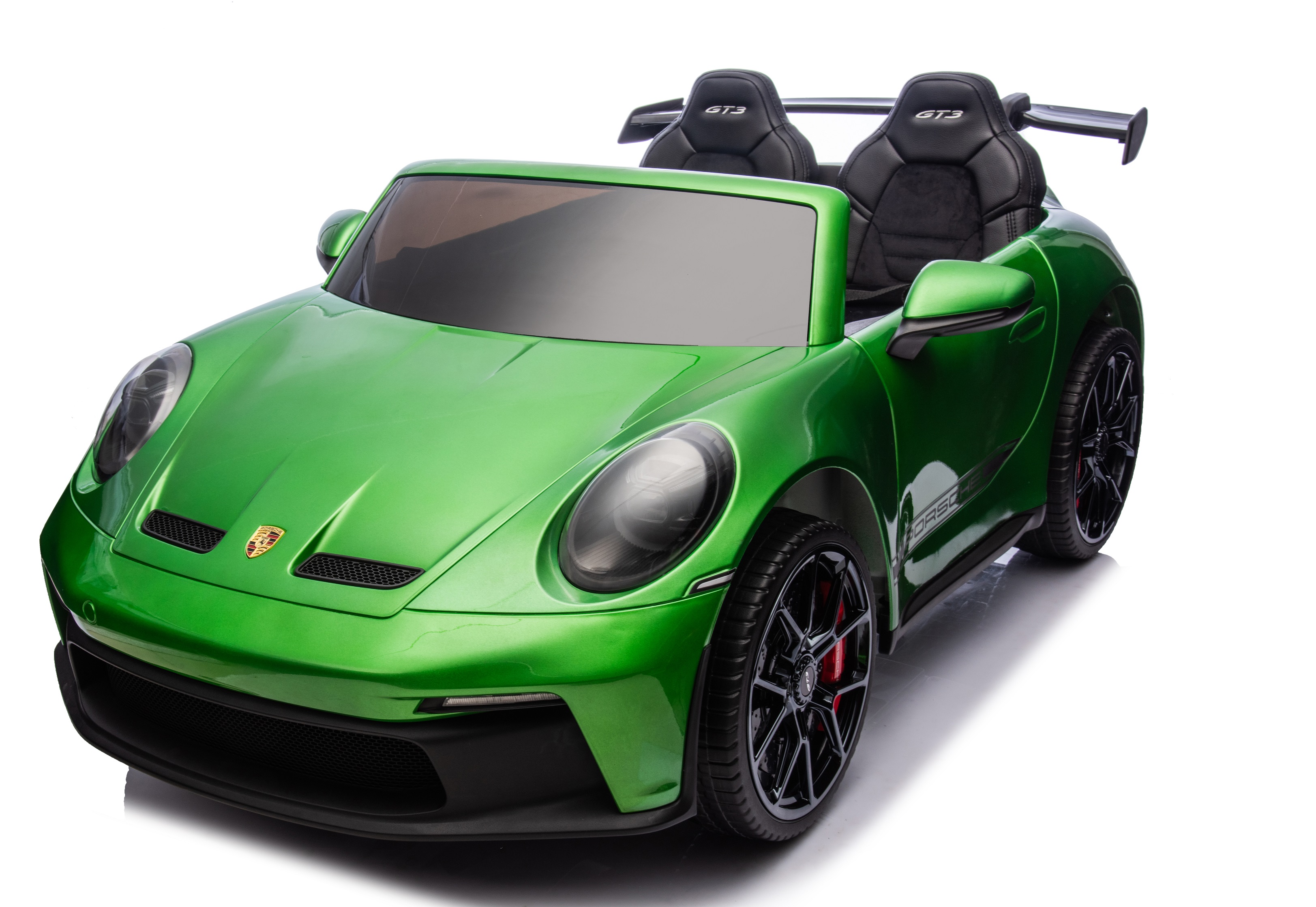24V Porsche 911///GT3 , grote 2-zitter, Groen paint, Touchscreen Mp4 tv, 4WD, leder, eva (P911gr)