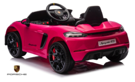Porsche 718 Spyder RS, 12V, Roze met RC en vele opties.(KC_ppk)