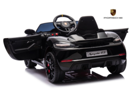 Porsche 718 Spyder RS, 12V, zwart paint met RC en vele opties.(KC_pzw)
