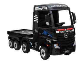 Mercedes Actros + oplegger, Metallic zwart, EVA, Wide screen Multimedia, 4WD, FM radio, 2x12V7ah accu, leder, RC (ActrosZW+tr)