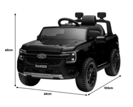 Ford Ranger zwart, 12V, eva, leder look, 2.4ghz RC  (KC-707zw)