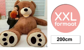 Grote Knuffelbeer "Bella" XXL 200cm donkerbruin - TB-2021BXXL200DB