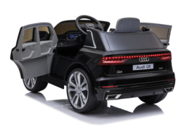 Audi Q8 Quattro S-line 12V, metallic zwart, leder, 2.4ghz RC, EVA (JJ2066zw)