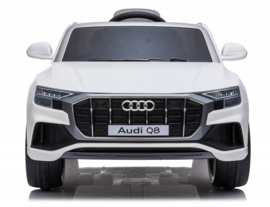 Audi Q8 Quattro S-line 12V, wit, leder, 2.4ghz RC, EVA (JJ2066wt)