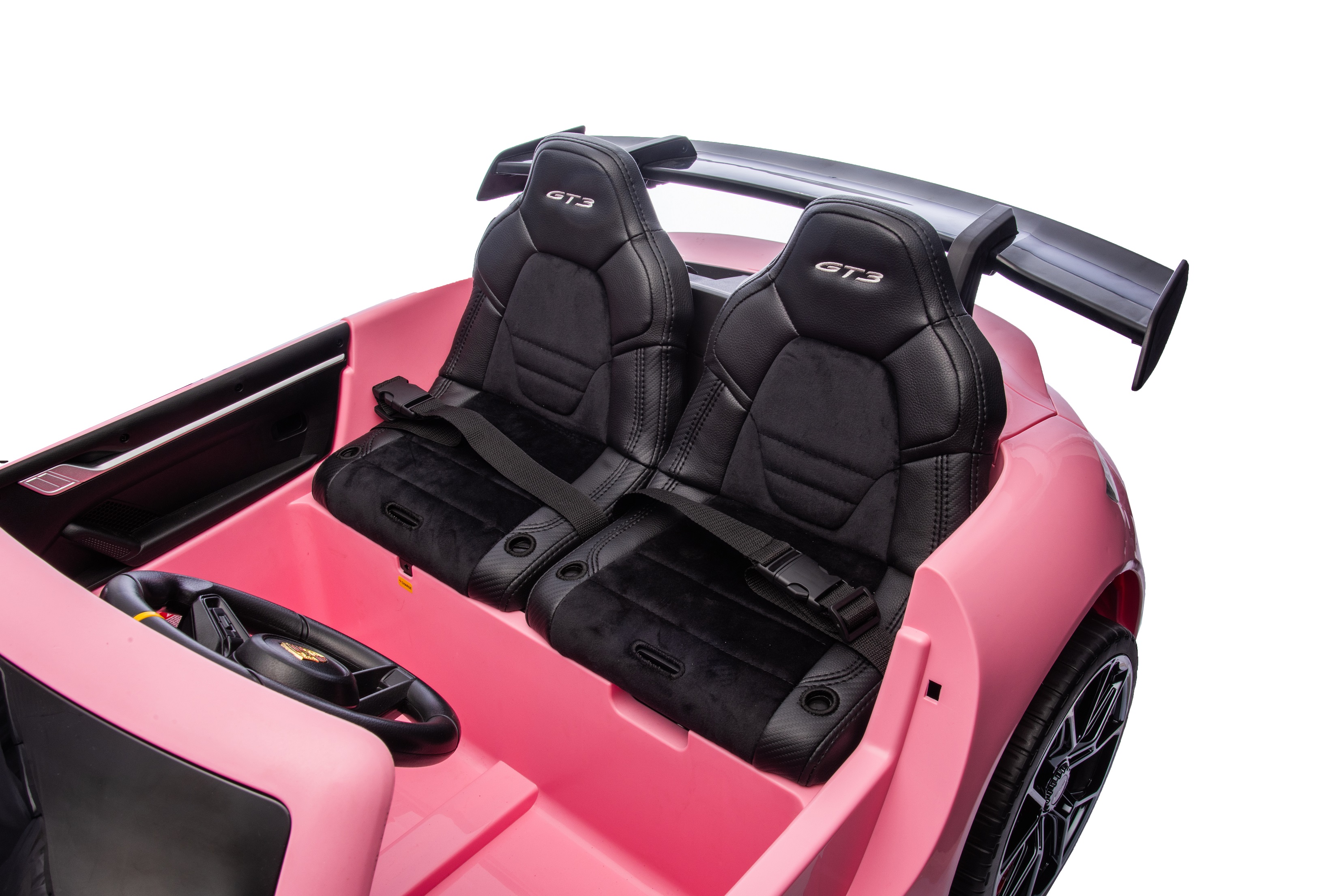 24V Porsche 911///GT3 , grote 2-zitter, Roze paint, Touchscreen Mp4 tv, 4WD, leder, eva (P911pk)